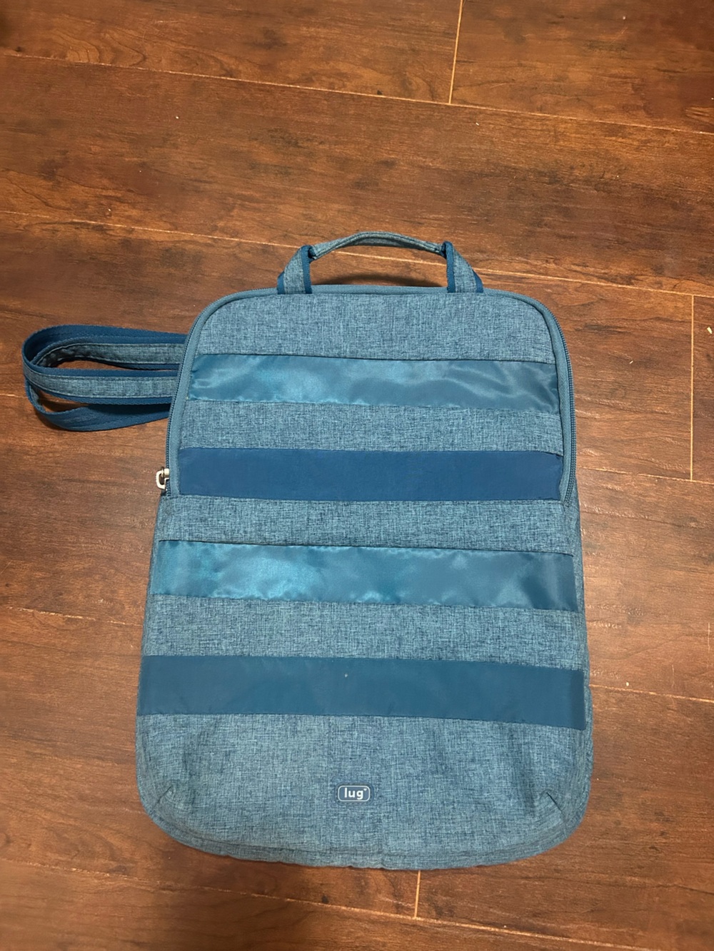 lug Slider - Navy and Heather Blue Padded 15” Laptop Sleeve
